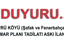 Üçköprü Köyü (Mücavir Alan) G26B21A – G26B21A1C – G26B21A2D – G26B21A3A Pafta Plan Tadilatı