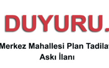 Merkez Mahallesi G26B22C4C – G26B22B4D Pafta Plan Tadilatı